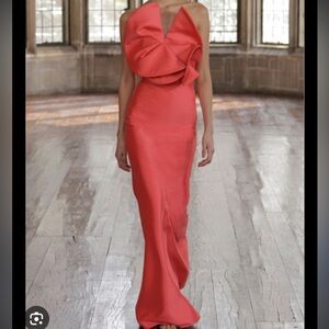 Badgley Mischka Floor Length Mermaid Gown Coral